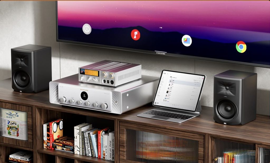 Scenario 3: K17 je povezan sa pojačalom i pasivnim zvučnicima, prima muziku sa iPada putem AirPlay-a